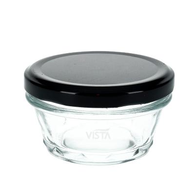 China Empty Food Jar 60ml&90ml&180ml Top Flint Beautiful Design Caviar Jar Glas for sale