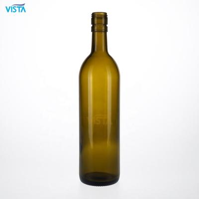 China 750ml Antique Green Wine Dead Leaves Green Wine Glass Bottle With Screw Lid Round Shape Traditional Common Product Wholesale for sale