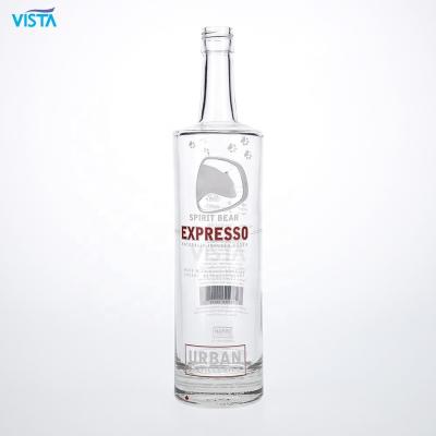 China Liquor 750ml Bear Spirit Vodka Bottle Round Top Flint Style Screw Cap Decal High Quality Customized Logo Embossment Available for sale