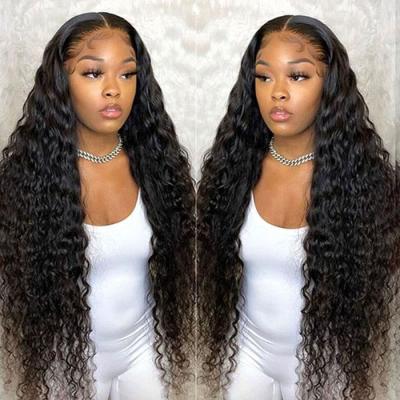 China 100% Unprocessed Water Wave Full Hair Wig, Brazilian Glueless Lace Closure Hair Wig, Natural Hair Lace Wig For Black Women for sale