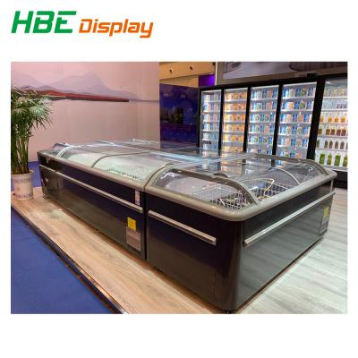 China Single-temperature Supermarket Commercial Refrigeration Equipment Combined Refrigerator Frozen Meat Island Freezer for sale