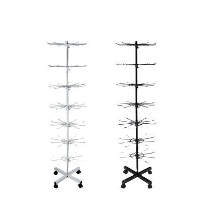 China Shop Store Equipment Eco - Friendly Metal 8 Hooks Rotating Floor Rack Spinner Display Stand for sale