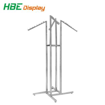 China Eco - Friendly Four Arm Clothes Shop Furniture Rollers Block Garment Rack for sale