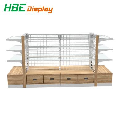 China Double Sided Supermarket Shelf Metal Rack Supermarket Gondola Shelf For Hypermarket for sale