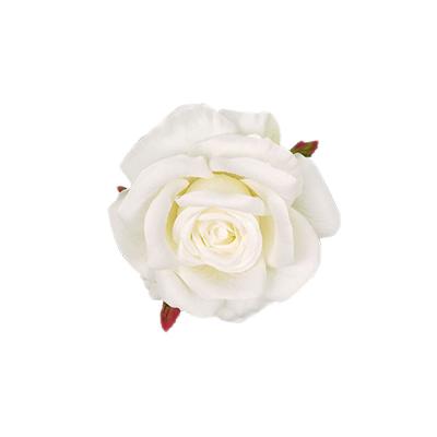 China Minimalist OEM Fabric Rose Head Accessory 11cm Artificial Flowers Roses Heads for sale