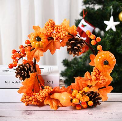 China 2021 New Hot Sale Fabric+PVC Design Fall Garland Dead Branches With Artificial Pumpkin And Maple Leaves for sale