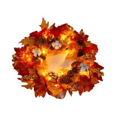 China Dead Branches+Fabric+PVC 26 Inch Autumn Pumpkin Garland With Artificial Pumpkin Maple Leaf Berry Fall Harvest Decor for sale