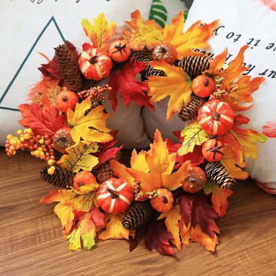 China Dead Branches + Hot Popular 35CM Artificial Harvest Pumpkin Maple Leaf Garland Autumn Fall Front Entrance Decoration Cloth + PVC for sale