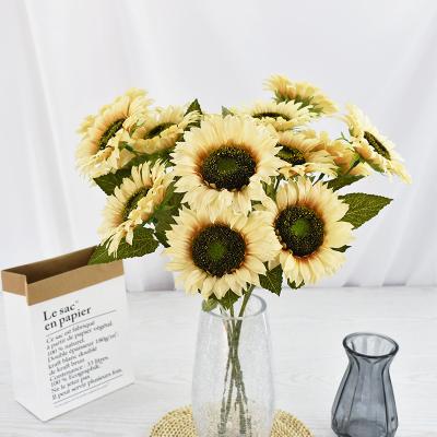 China Minimalist 3 Simulation Sunflowers for DIY Home Decoration and Participation Flower Garlands and Making Office for sale