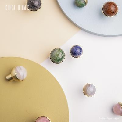 China CUCA Wholesale Crystal Knob Round Ball Shape Modern Closet Door Pulls Furniture Natural Stone Dresser Handles For Furniture Drawer for sale