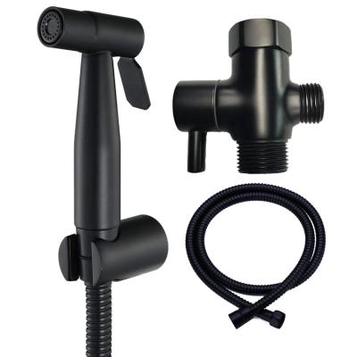 China Handheld Stainless Steel Shattaf Handheld Jet Fresh Water Shower Shattaf Color Bathroom Modern Black Muslim Bidet Sprayer Kit for sale