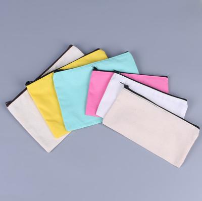 China Fashion RU Fashion Pencil Pouch Girls Eyebrow Stationery Travel Cosmetic Bag Large Promotional Custom Made Plain Cotton Cotton Bag With Zipper for sale