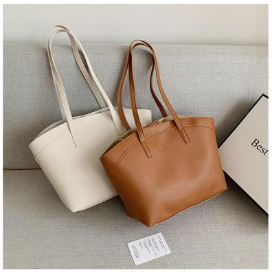 China Tote Bags MU others new large capacity ladies handbag fashion shoulder PU women pure color luxury leather for sale