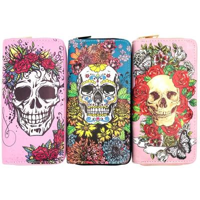 China Hot Selling RU Women's Wallet Waterproof Flower Skeleton Butterfly Printed PU Wallet Women Student Zipper Wallet Passport Bag Factory Outlet Along for sale