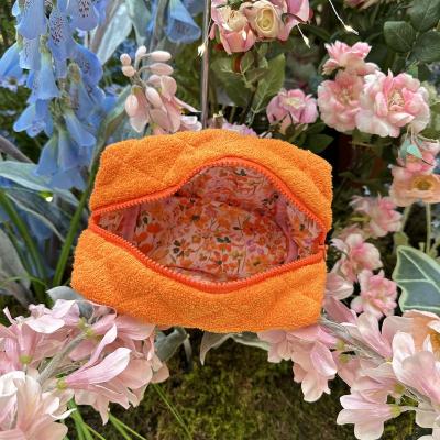 China MU Waterproof Shockproof Dustproof Cosmetic Customized Professional Terry Cloth Cosmetic Makeup Bag Terry Towelling Bag Terry Cloth Cosmetic Bag Makeup for sale