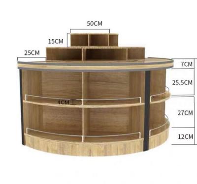 China Ecobox Single Sided Steel Wooden Supermarket Cabinets Island Display Shelf for sale