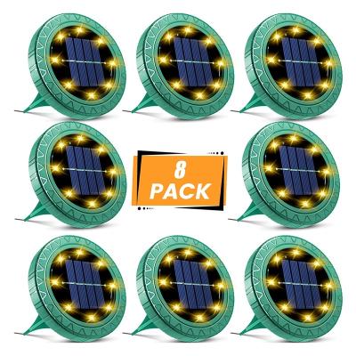 China modern & Pacek 8 Solar Ground Light Solar Pathway Lights Factory Sale 8 LED Garden Light Portable Waterproof ABS Solar Warm White Warm White for sale