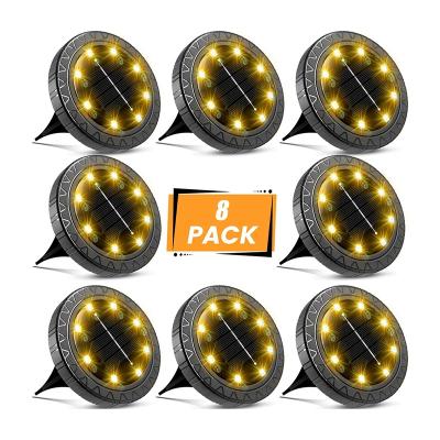 China modern & Warm White Solar Pack 8 LED Pathway Lights Solar Decor Warm White Lawn Light 8 In Ground Warm White Waterproof Solar Ground Lights for sale