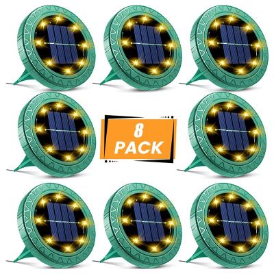 China modern & Hot Sale 8 LED Pathway Lights Cozy Solar Warm White Decor Plant Waterproof Solar In Ground Yard Patio Lights IP68 8 Pack Solar Ground Light for sale