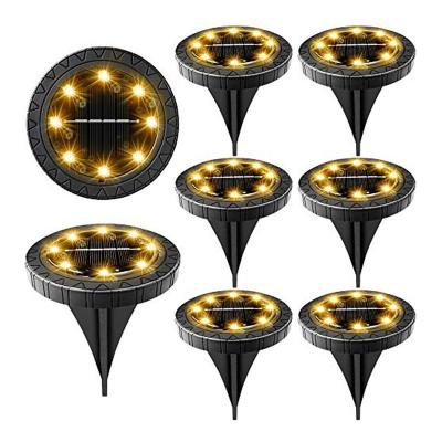 China modern & New 8 Pack Disc Light Amazone Decor Solar Lights Outdoor Solar Ground Lights Cozy Solar Warm White Solar Gold Waterproof Solar Ground Lights for sale