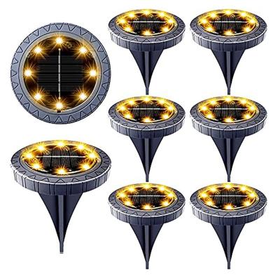 China modern & Warm White Price 8 LED Disc Lights EXW Cozy Solar Decor Pathway Lights Waterproof High Quality IP68 Solar Ground Lights 8 Packs for sale