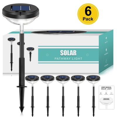 China Outdoor Solar Garden Lights For Terrance HCY Solar Power Led Lights Pathway Garden 6 Package RGB+cold UFO Shine IP67 White Solar Path Light for sale