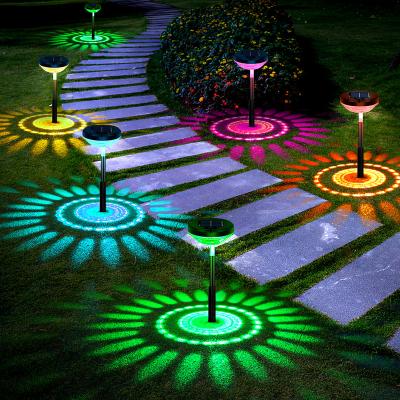 China Outdoor Solar Garden Lights For Terrance HCY Super Bright Solar Post Lights 6 Pack RGB+Warm LED Flood Light Solar White Solar Path Lights Outdoor for sale