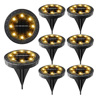 China modern & Wholesale 8 LED Path Lights Decor Factory Wholesale 8 LED Cozy Solar Warm White Solar Light Smart Solar Led Garden Disc Light for sale