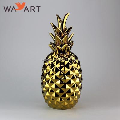 China Contemporary Hot Selling Gold Ceramic Pineapple Home Decor for sale