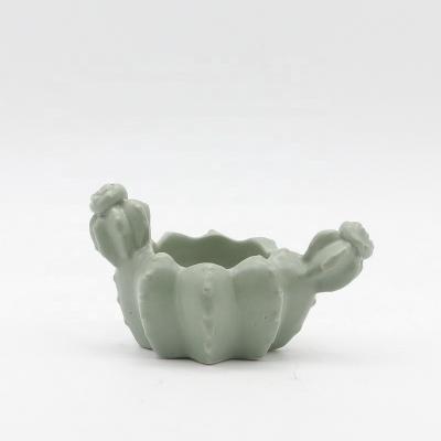 China Contemporary Wholesale Home Decor Cactus Handcrafted Ceramic Candle Holder for sale