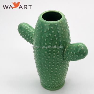 China Contemporary Contemporary Home Decoration Cactus Shaped Art Ceramic Vase for sale