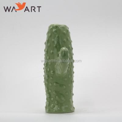 China Contemporary Wholesale Cheap Green Ceramic Cactus Figure for sale