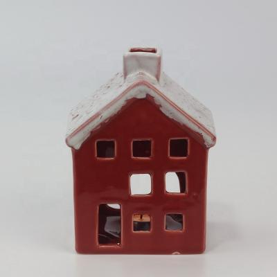 China Contemporary customized home red tealight ceramic candle container for wholesale for sale