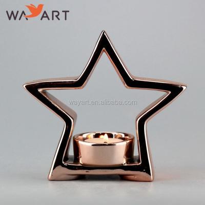 China Contemporary Gold Ceramic Star Shape Tealight Sconce for sale