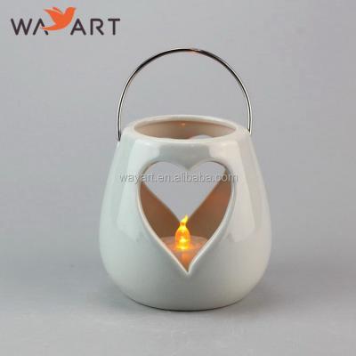 China Heart Contemporary Design Gray Ceramic Candle Container Wholesale for sale