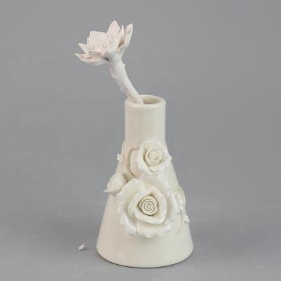 China Contemporary Popular Flower Essential Oil White Ceramic Bottle for sale