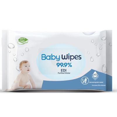 China Unscented Baby Wet Wipes 99.9% Water Based Wet Wipes For Sensitive Skin 60pcs for sale