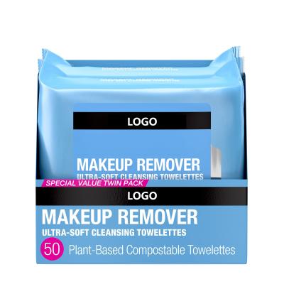 China Ultra Soft Biodegradable Makeup Wipes No Alcohol Extra Moist Makeup Removing Towelettes for sale