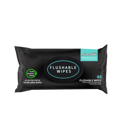 China Soft Flushable Wet Toilet Paper With Mint Customizable EDI Purified Water Wipes for sale