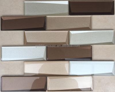 China Parquet 3D Effect Pattern Glass Mosaic Slab Large Size Geometric Mosaic Slab M8GL802SQ for sale