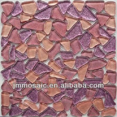 China Large Size Glitter Flooring Paver Glass Mosaic Slab Pebble Glass Mosaic Slab for sale