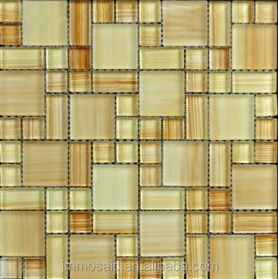 China Parquet Hand Painting Glass Mosaic Slab for sale