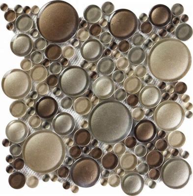 China Parquet 3D circular glass mosaic tile, round shape mosaic tile, cycloidal glass mosaic tile GB-G225DR for sale