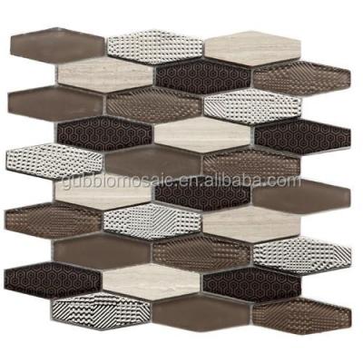 China Parquet Artwork Water Jet Mosaic Tile GB-GS302HG Hexagon Wall Slab for sale