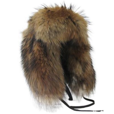 China Russian style genuine real raccoon men's winter real raccoon fur hat full fur hat for sale