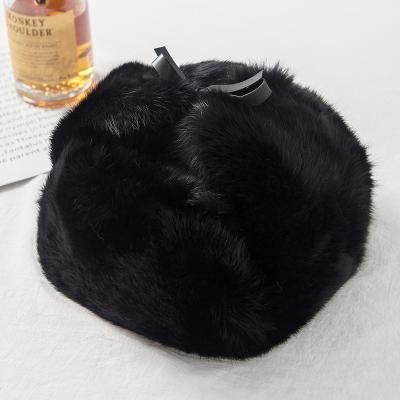 China 2021 JOINT hot sale winter women fashion warm fluffy fur black rabbit fur hat fur bucket hat wholesale for sale