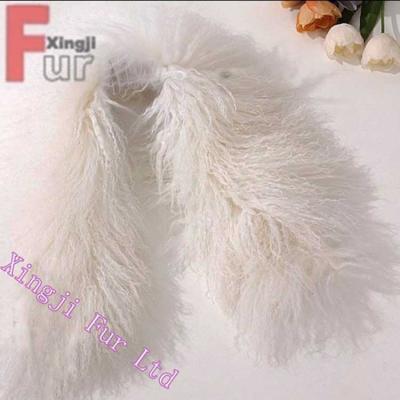 China Real Fur Fluffy Heavy Long Curly Collar Mongolian Lamb Fur Sheep Winter Density Lamb Fur for sale