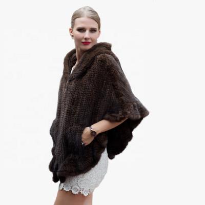 China Garment Fur Shawl For Winter Real Mink Fur Knitted Fur Shawls Of Women Cape for sale