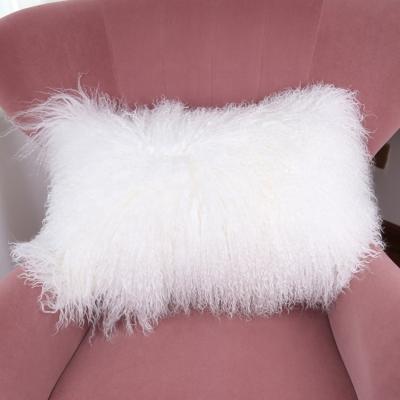 China White Fur Textile Seat Cushion Cover 20inch Long Fur Home Chair Cushion White Fur Cushion for sale