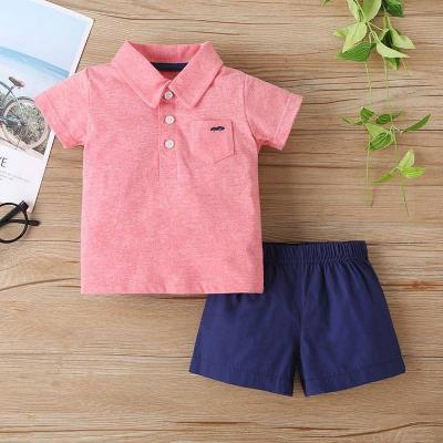 China Summer fashion design casual baby boy clothing sets boy's short sleeve top and pants children's two-piece suit for sale